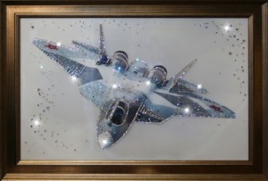 Картина Истребитель в небе с кристаллами Swarovski (1168)