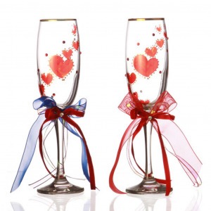 Набор бокалов для шампанского из 2 шт с золотой каймой 170 мл. (D-802-510403)